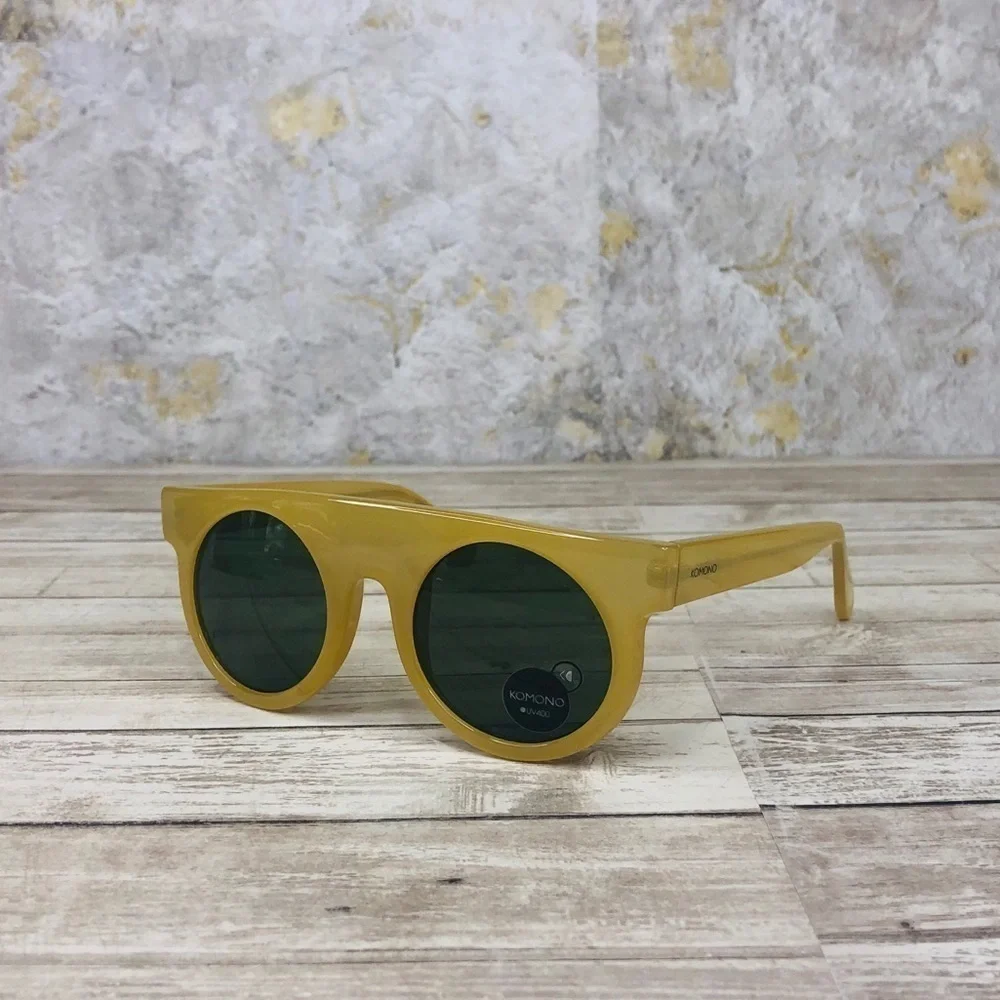 KOMONO Hippolyte Milky Bone Sunglasses NEW shield yellow gold